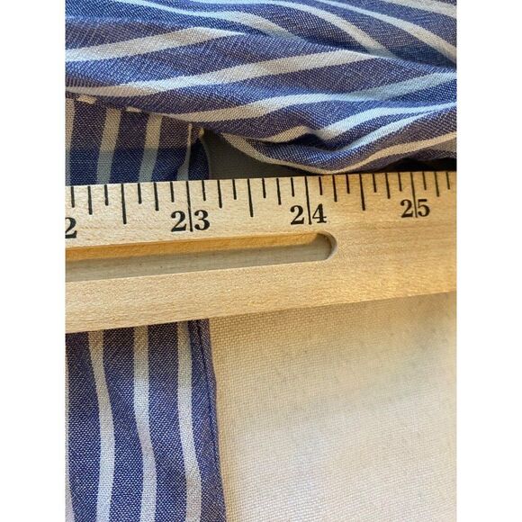 A.N.A. Women's Striped V-Neck Blouse Size L Casual Lightweight Hi Low Hem Flowy - Picture 6 of 10